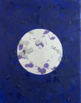 ROSE FELLER (1975) MIXED MEDIA ON CANVAS Untitled, abstract In tones of purple and silver Signed,