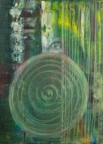 ROSE FELLER (1975) OIL ON BOARD ‘Friday Pentek’ Signed, titled and dated 2018 verso 16” x 12” (40.
