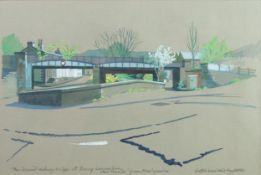 WALTER KERSHAW (b.1940) WATERCOLOUR & GOUACHE ON BUFF PAPER The disused Railway Bridge at Bacup,