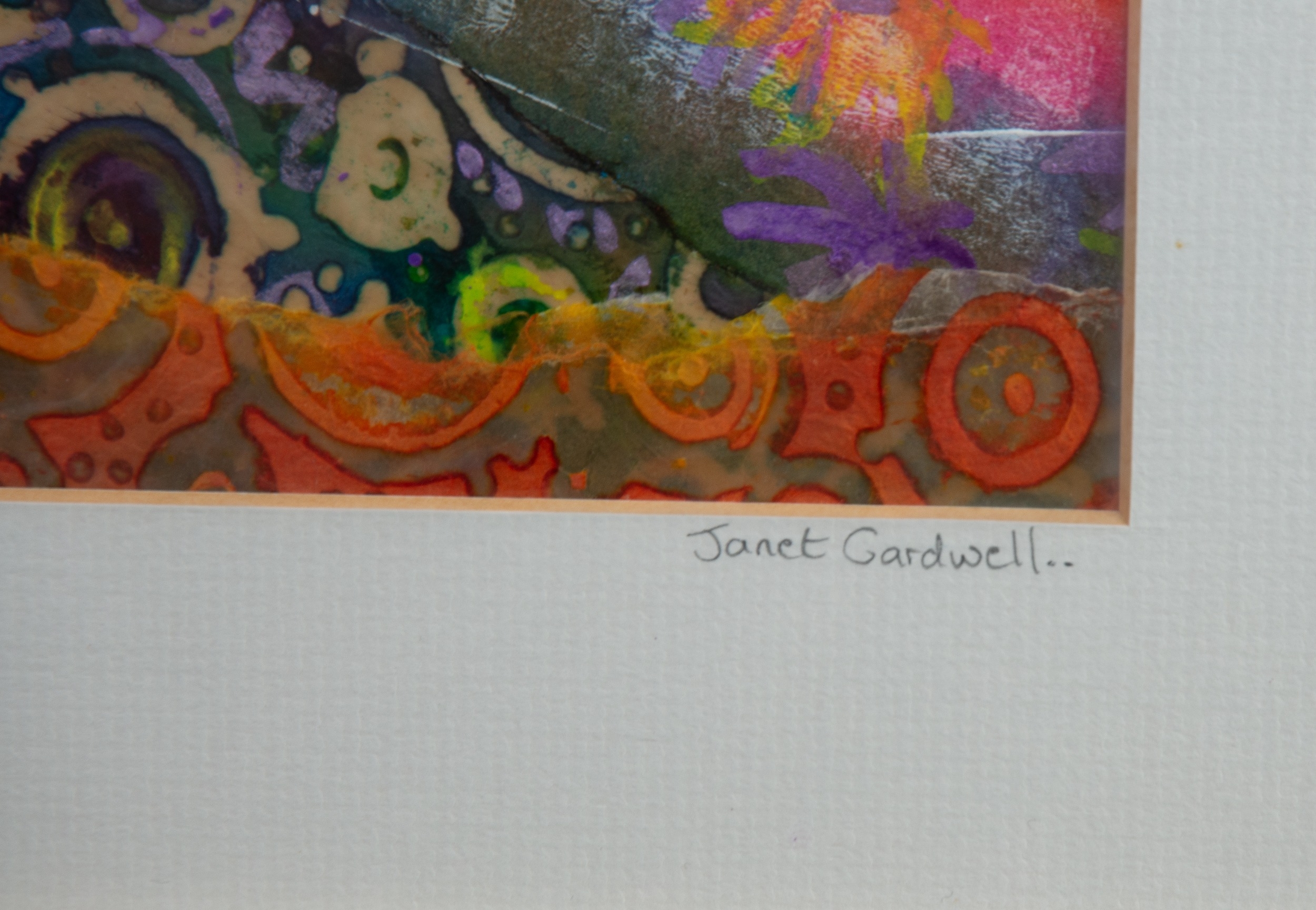 JANET CARDWELL (Contemporary) MIXED MEDIA 'Garden Delights' Signed and titled on the card mount, - Image 3 of 3