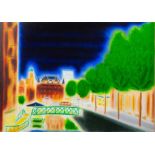 MARTIN MURRAY (20th/21st century) OIL ON ARTIST’S BOARD Nocturne ‘Canal Street’ Signed and titled