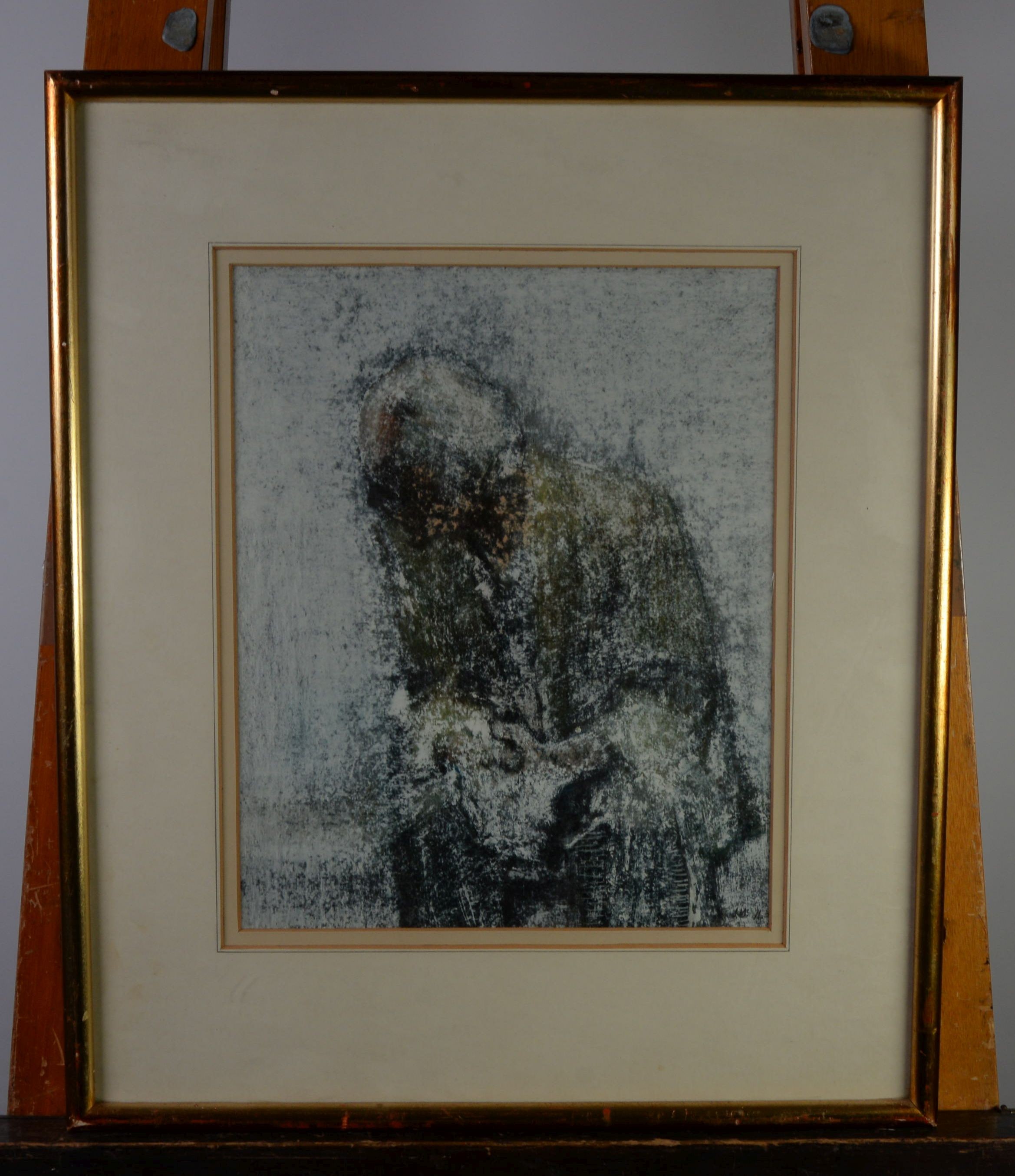 JOHN McCOMBS (1943) PASTEL DRAWING Man seated with hands clasped Signed with initials and dated ( - Image 2 of 2