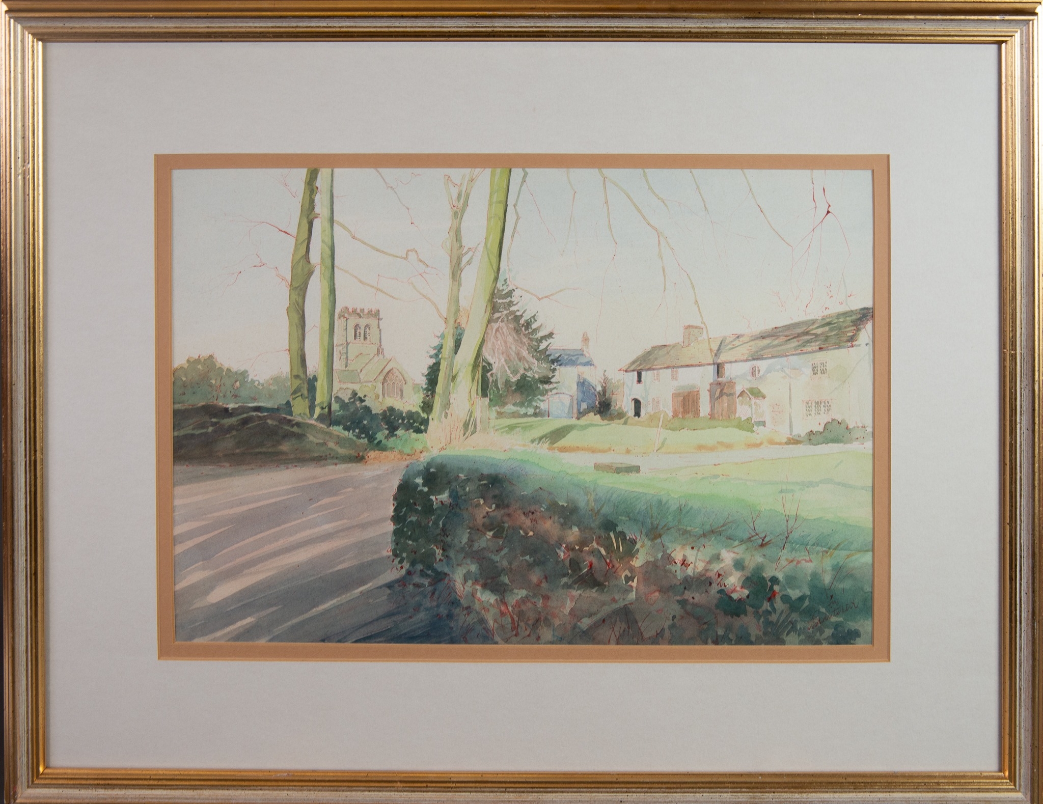 MITCHELL? (TWENTIETH CENTIRY) WATERCOLOUR View of Alderley Edge with church in the distance - Image 2 of 2