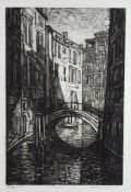 NORMAN C JAQUES (1926-2014) ORIGINAL ETCHING 'Venetian Canal' artist's proof Signed and titled in