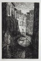 NORMAN C JAQUES (1926-2014) ORIGINAL ETCHING 'Venetian Canal' artist's proof Signed and titled in