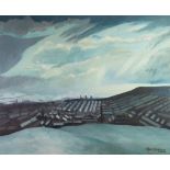 ROGER HAMPSON (1925 - 1996) OIL PAINTING ON BOARD Accrington in Winter, a panoramic view with snow
