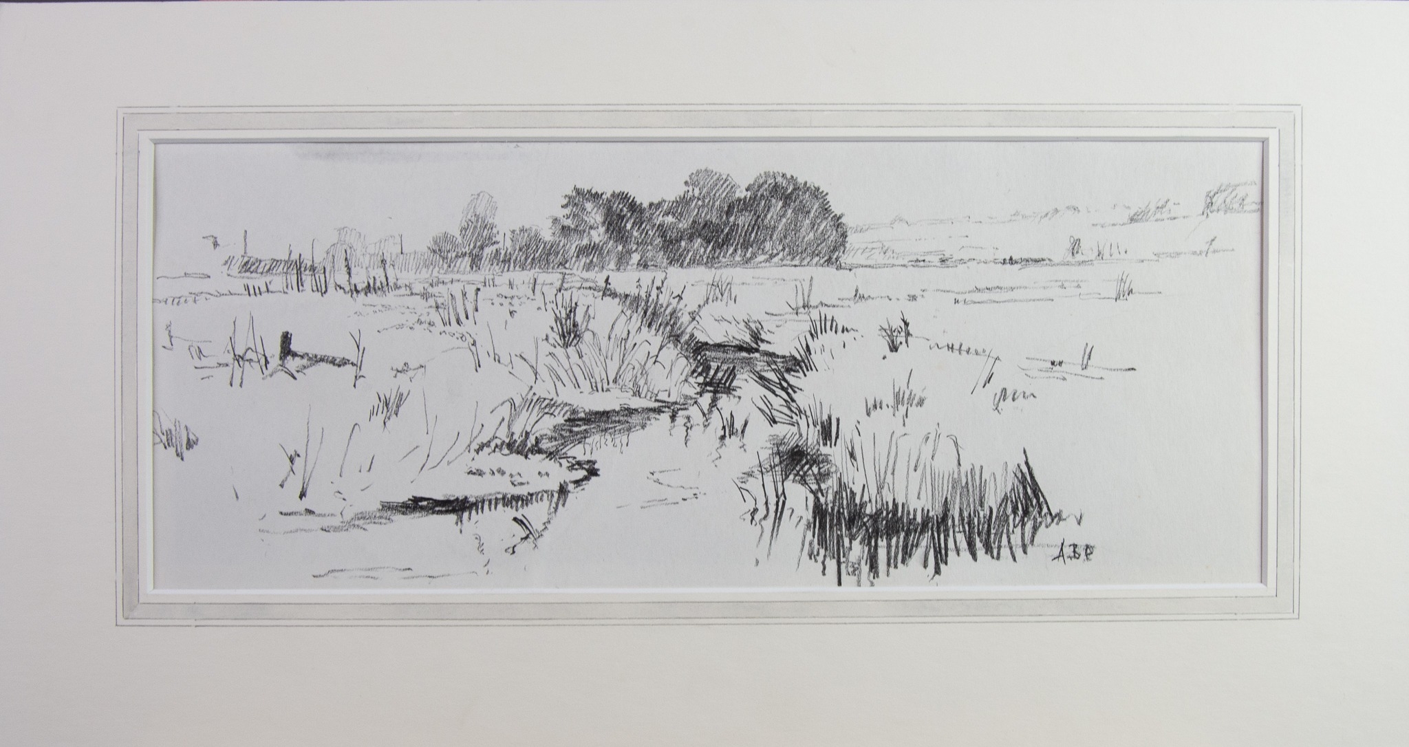 ALBERT B. OGDEN (1928 - 2022) GRAPHITE DRAWING Landscape with stream in the foreground 5 1/2in x - Image 4 of 4