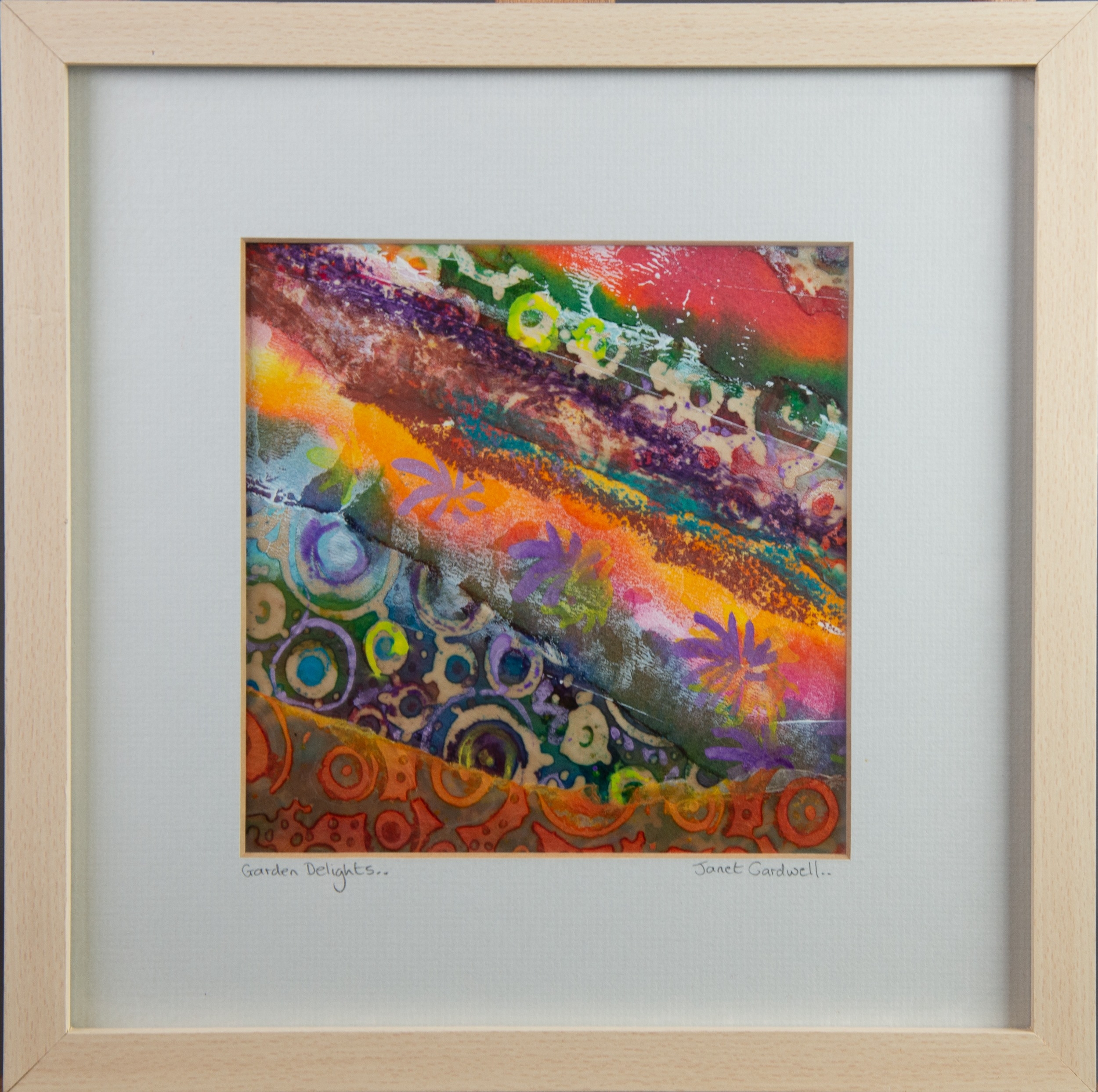 JANET CARDWELL (Contemporary) MIXED MEDIA 'Garden Delights' Signed and titled on the card mount, - Image 2 of 3