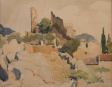 PIERRE ADOLPHE VALETTE (1876-1942) GRAPHITE AND WATERCOLOUR ON WOVE PAPER ‘Chateau en ruines de