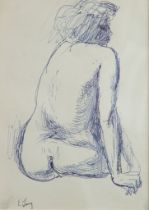 EMMANUEL LEVY (1900-1986) PEN AND INK Female nude study from the rear Signed lower right 6 ½” x 4 ½”