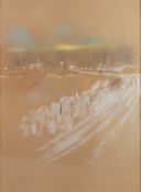 HAROLD RILEY (1934-2023) PASTEL DRAWING ON BUFF PAPER Sketch of the Manchester Ship Canal Signed &