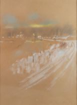 HAROLD RILEY (1934-2023) PASTEL DRAWING ON BUFF PAPER Sketch of the Manchester Ship Canal Signed &
