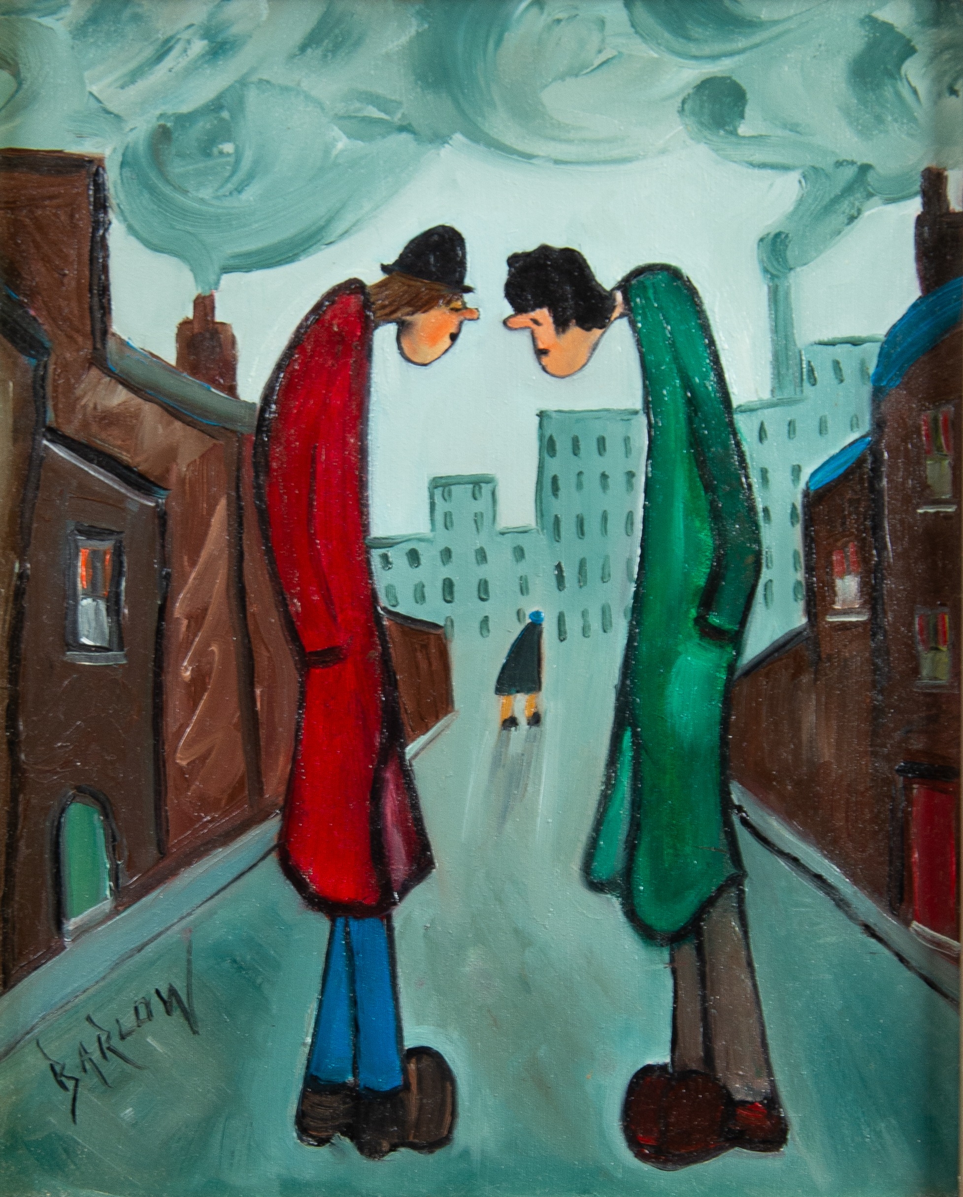 ALBERT BARLOW (b.1944) OIL PAINTING ON BOARD 'Feel Better now I've seen you Joe' Signed lower