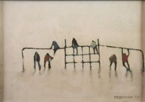DAVID STEFAN PRZEPIORA (1944) OIL ON CANVAS ‘Playground’ Signed and dated (19)79, titled in pencil