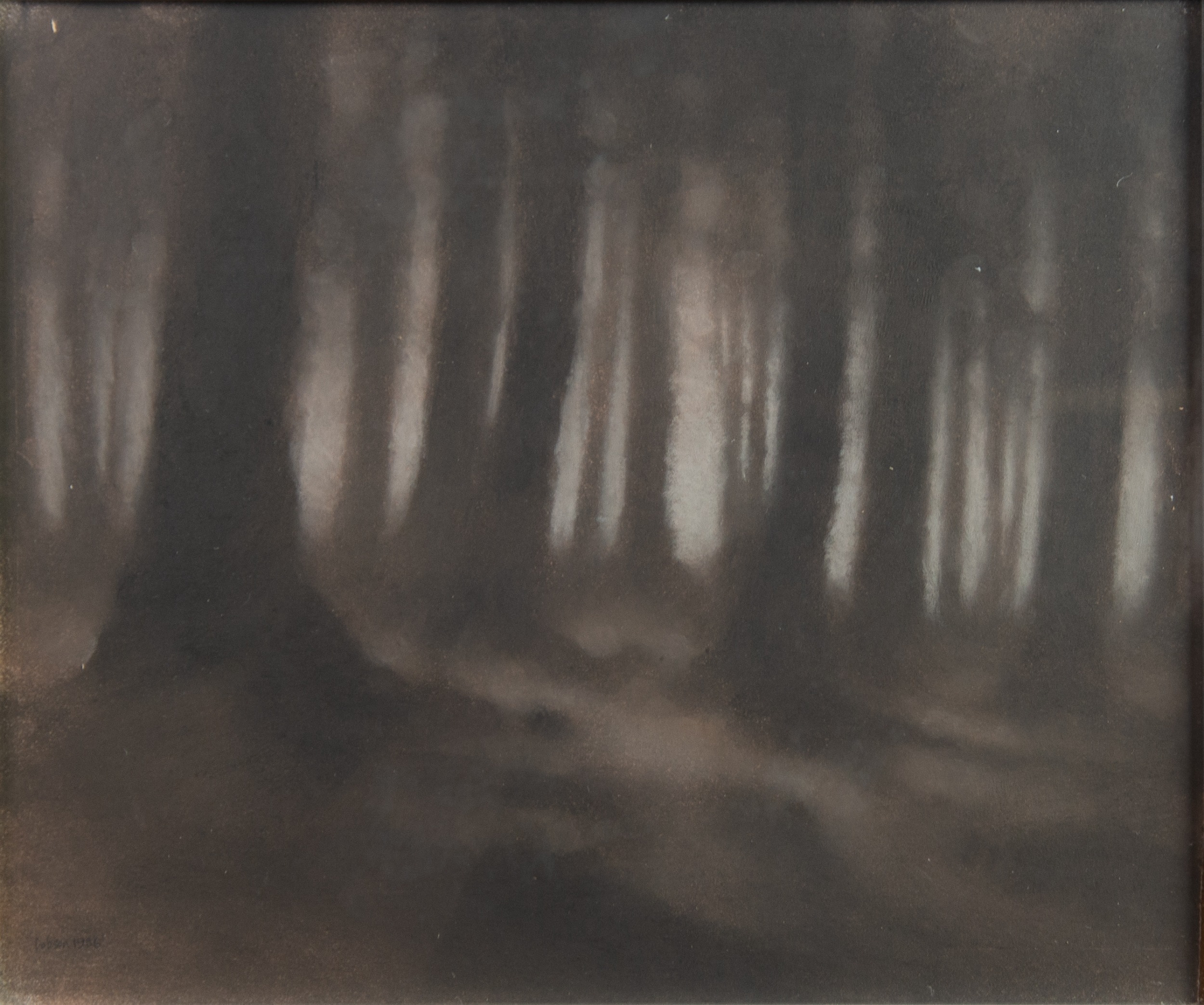 MARTIN DOBSON (b.1947 ) MONOCHROMATIC PASTEL DRAWING Woodland scene Signed 'Dobson' and dated 1986
