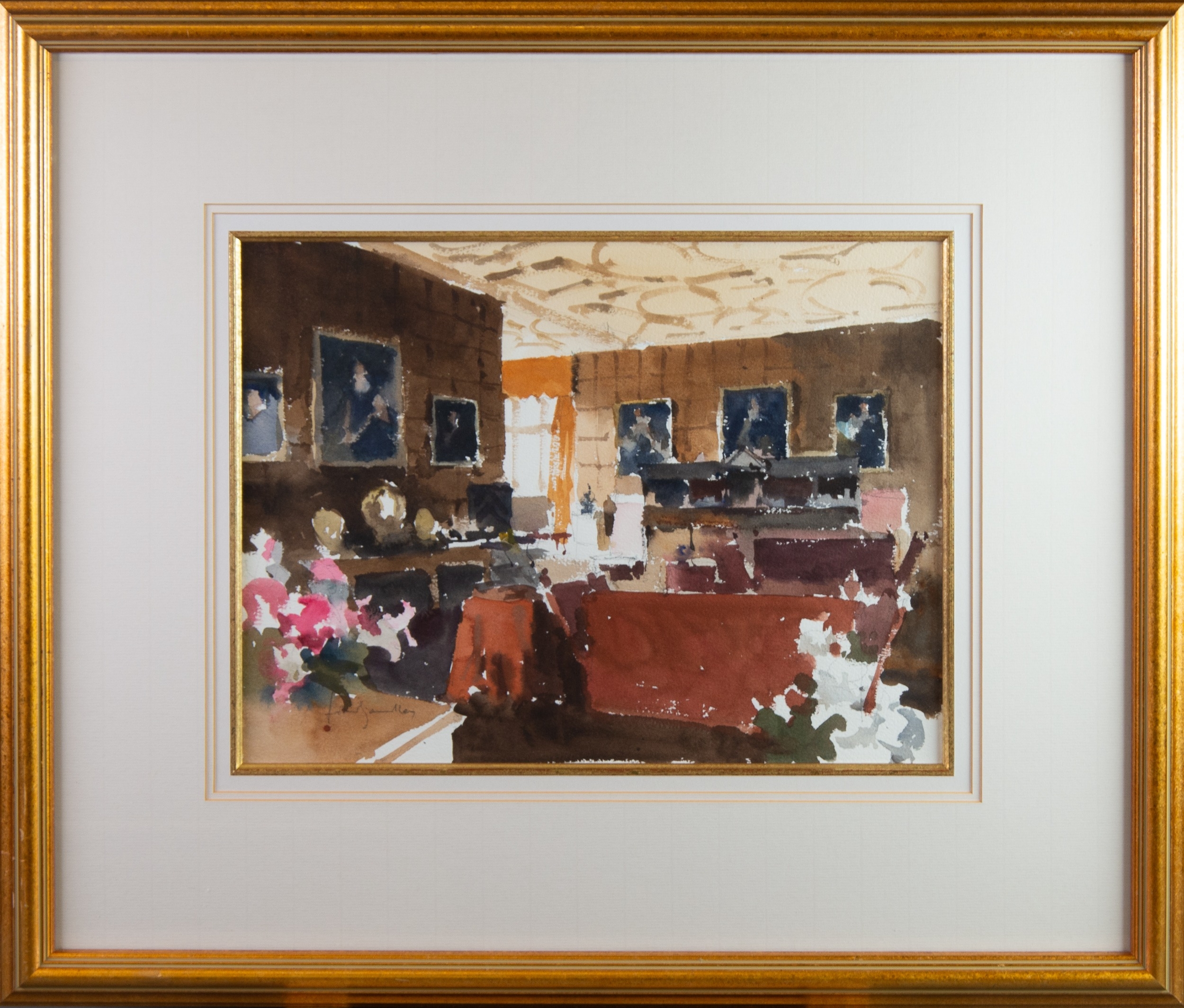 JOHN YARDLEY (1933) WATERCOLOUR Interior scene Indistinctly signed 12” x 16” (30.5cm x 40.6cm) - Image 2 of 3