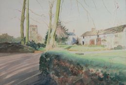 MITCHELL? (TWENTIETH CENTIRY) WATERCOLOUR View of Alderley Edge with church in the distance