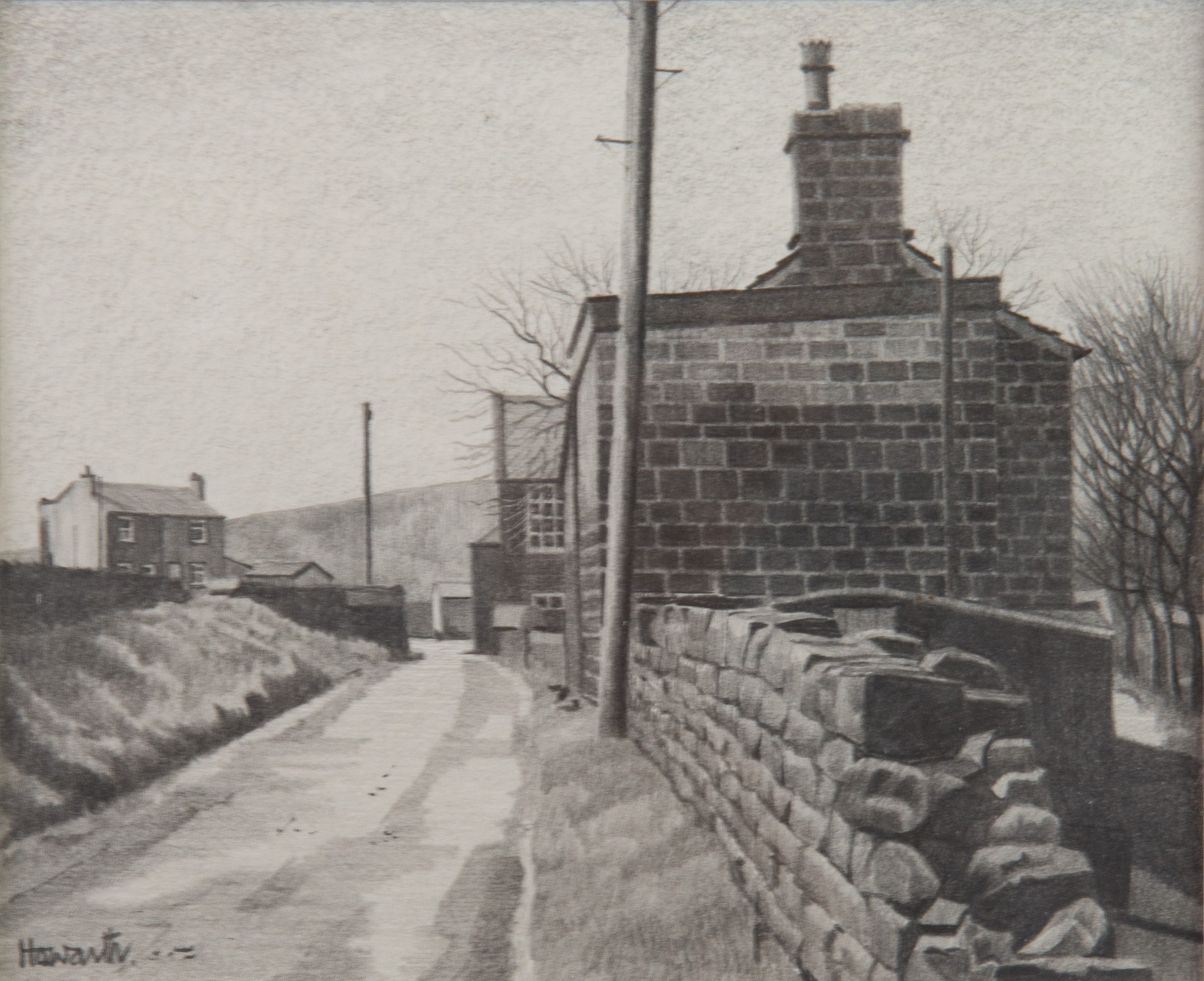 RUSSELL HOWARTH (1927-2020) GRAPHITE ON PAPER ‘Delft’ in Saddleworth Signed lower left 5” x 6” (12.5