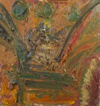 RICHARD FITTON (1990) IMPASTO OIL PAINTING ON BOARD Transcept detail, putto on the chapel wall after