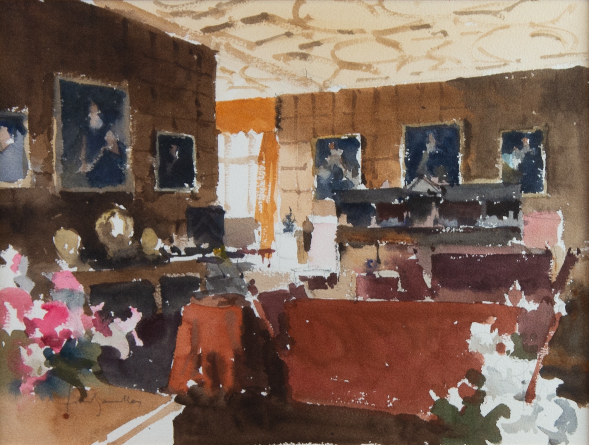 JOHN YARDLEY (1933) WATERCOLOUR Interior scene Indistinctly signed 12” x 16” (30.5cm x 40.6cm)