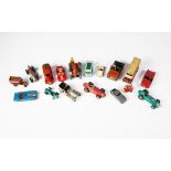SELECTION OF VINTAGE PLAYWORK DIE CAST TOYS, to include Dinky Toys double decker bus, Dunlop,