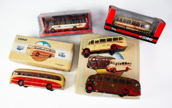 MINT AND BOXED CORGI COMMERCIALS DIE CAST LIMITED EDITION BEDFORD O.B. COACH & AEC REGAL COACH PAIR,