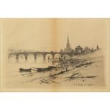 DAVID YOUNG CAMERON (1865-1945) TWO ETCHINGS ‘Perth Bridge’ ‘Arran’ Signed and titled in the plate