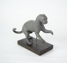 MODERN LLADRO ‘FIGHT (LUCHA) MATT GREY PORCELAIN MODEL OF A STYLISED PANTHER, 01016958, modelled