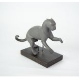 MODERN LLADRO ‘FIGHT (LUCHA) MATT GREY PORCELAIN MODEL OF A STYLISED PANTHER, 01016958, modelled