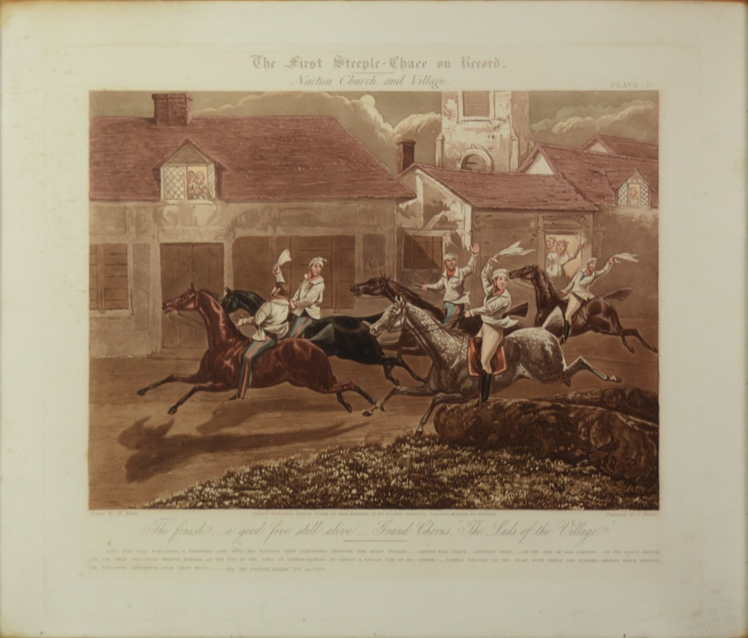 J HARRIS AFTER H ALKEN HAND COLOURED AQUATINTS, THREE 'The First Steeple-Chase on Record', plate - Image 3 of 3