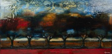 HEATHER HAYNES (MODERN) MIXED MEDIA ON CANVAS ‘Abstract Trees I’ Signed and dated (20)06 20” x