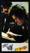 SID VICIOUS- SEX PISTOLS COLOUR POSTER, FRAMED WITH A SIGNATURE ON TORN PAPER SIGNED ‘SID