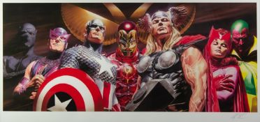 ALEX ROSS (b.1970) FOR MARVEL COMICS ARTIST SIGNED LIMITED EDITION COLOUR PRINT ‘Assemble’ (29/