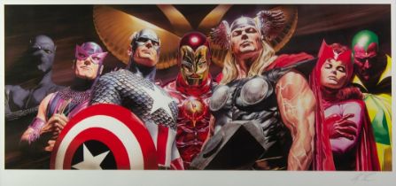 ALEX ROSS (b.1970) FOR MARVEL COMICS ARTIST SIGNED LIMITED EDITION COLOUR PRINT ‘Assemble’ (29/