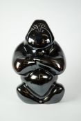 LUDVIG LOFGREN FOR KOSTA BODA, ‘GABBA GABBA HEY’ MOULDED BLACK GLASS MODEL OF A GORILLA, modelled