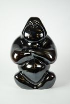 LUDVIG LOFGREN FOR KOSTA BODA, ‘GABBA GABBA HEY’ MOULDED BLACK GLASS MODEL OF A GORILLA, modelled