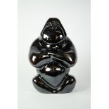 LUDVIG LOFGREN FOR KOSTA BODA, ‘GABBA GABBA HEY’ MOULDED BLACK GLASS MODEL OF A GORILLA, modelled