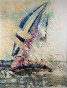 GILL STORR (MODERN) MIXED MEDIA ON CANVAS ‘High Winds’ Signed, titled to gallery label verso 31 ½” x