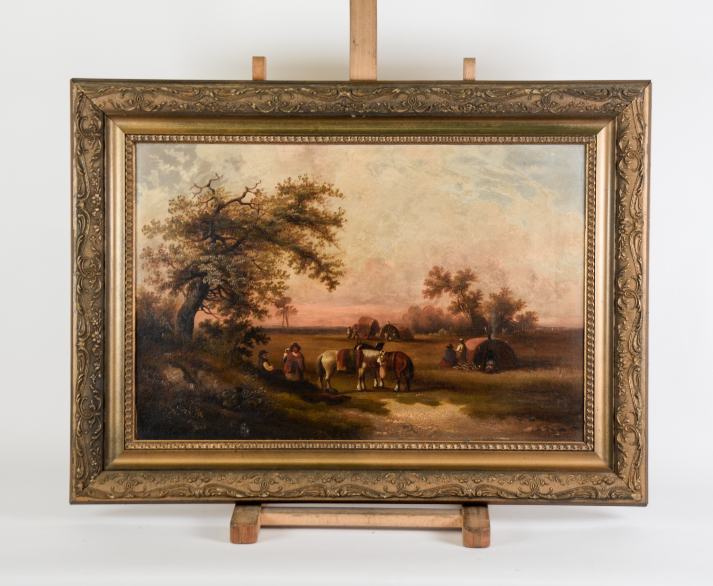 ATTRIBUTED TO EDWARD ROBERT SMYTHE (1810-1899) OIL ON RELINED CANVAS Gypsy Encampment, Autumnal - Image 2 of 2