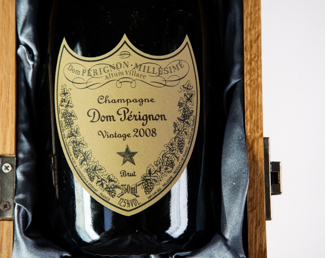 DOM PERIGNON CHAMPAGNE, brut, 2008, one 75cl bottle in blue silky fabric lined, light oak, - Image 2 of 2