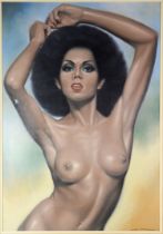 JULIAN M STRAUCH (Contemporary) OIL PAINTING ON CANVAS Three quarter length naked female figure