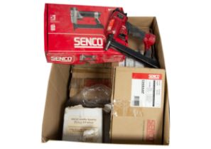 TWO HAND HELD COMPRESSED AIR STAPLE GUNS- SENCO SFT10XP, in box, CLARKE AIR CSG1C and ANOTHER, in
