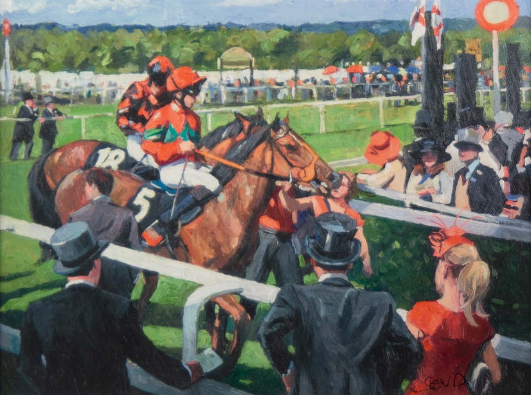 SHEREE VALENTINE DAINES (1959) ARTIST SIGNED LIMITED EDITION COLOUR PRINT ‘Ascot Race Day III’ (34/