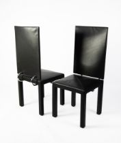 PAOLO PIVA FOR B&B ITALIA. SET OF EIGHT ‘ARCADIA’ BLACK LEATHER AND CHROME SINGLE DINING CHAIRS