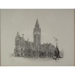 MARC GRIMSHAW THREE ARTIST SIGNED LIMITED PRINTS FROM PENCIL DRAWINGS Manchester Town Hall (291/350)