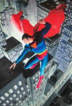 ALEX ROSS (1970) FOR DC COMICS ARTIST SIGNED LIMITED EDITION COLOUR PRINT ON BOX CANVAS ‘Superman