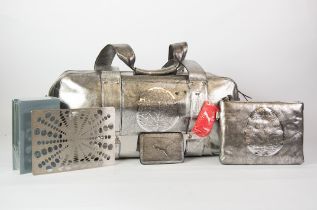 JOHN ARMLEDER FOR THE SERPENTINE GALLERY, LIMITED EDITION PUMA SILVER LEATHER REALITY SPOTS BAG,