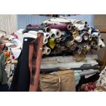 APPROXIMATELY ONE HUNDRED AND TWENTY ROLL ENDS OF UPHOLSTERY AND SOFT FURNISHING FABRICS, various