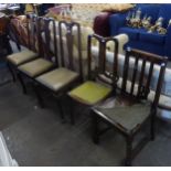 THREE MAHOGANY QUEEN ANNE STYLE SPLAT BACK SINGLE CHAIRS AND TWO OTHER DINING CHAIRS (5)