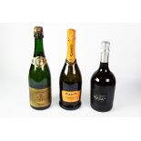 BOTTLE OF A. CARPENTER BRUT CHAMPAGNE, foil missing and cork exposed, together with TWO BOTTLES OF